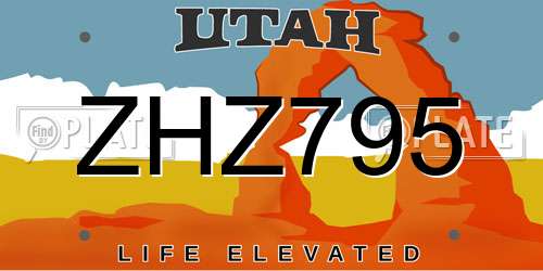 ZHZ795 Utah License Plate