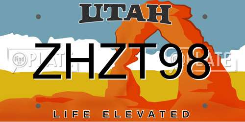 ZHZT98 Utah License Plate