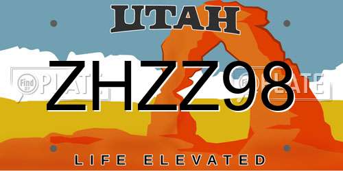 ZHZZ98 Utah License Plate