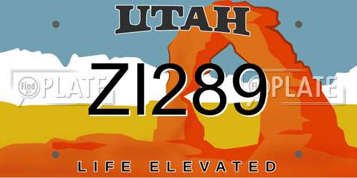 ZI289 Utah License Plate