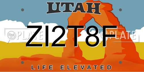 ZI2T8F Utah License Plate