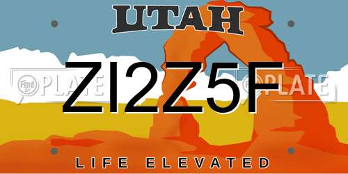 ZI2Z5F Utah License Plate