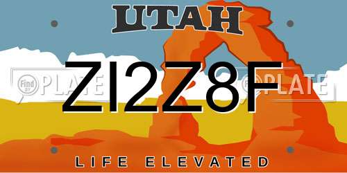 ZI2Z8F Utah License Plate