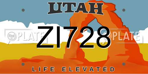 ZI728 Utah License Plate