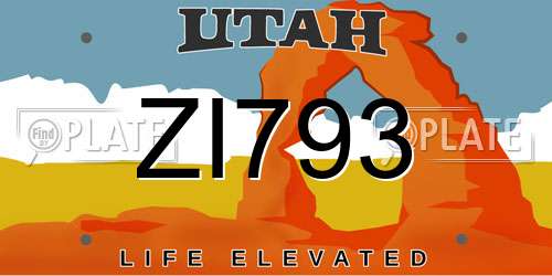 ZI793 Utah License Plate