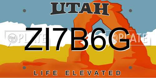 ZI7B6G Utah License Plate