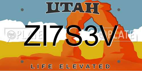 ZI7S3V Utah License Plate