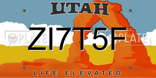 ZI7T5F Utah License Plate