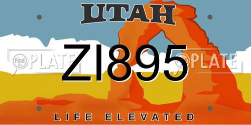ZI895 Utah License Plate