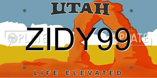 ZIDY99 Utah License Plate