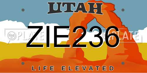 ZIE236 Utah License Plate
