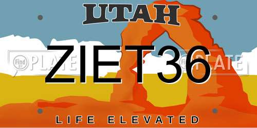 ZIET36 Utah License Plate