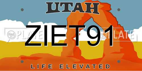 ZIET91 Utah License Plate