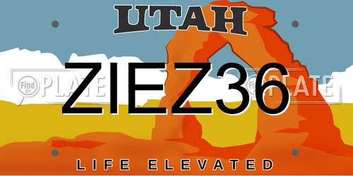 ZIEZ36 Utah License Plate