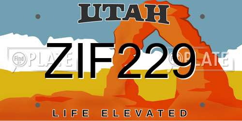 ZIF229 Utah License Plate