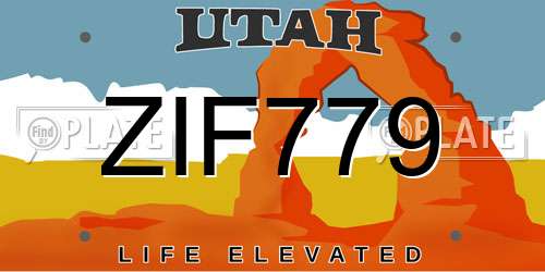 ZIF779 Utah License Plate