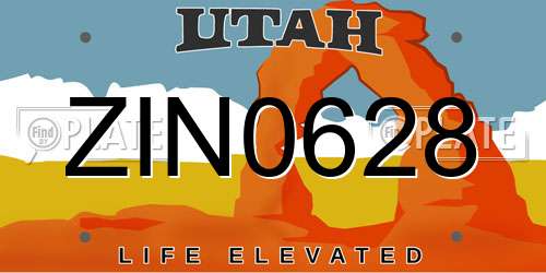 ZIN0628 Utah License Plate