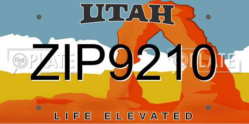 ZIP9210 Utah License Plate