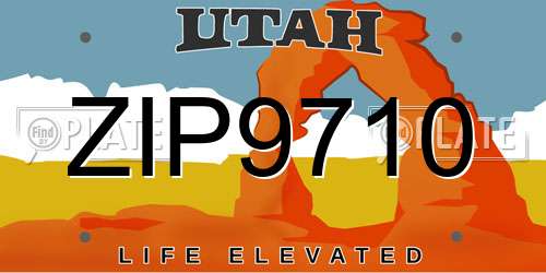 ZIP9710 Utah License Plate