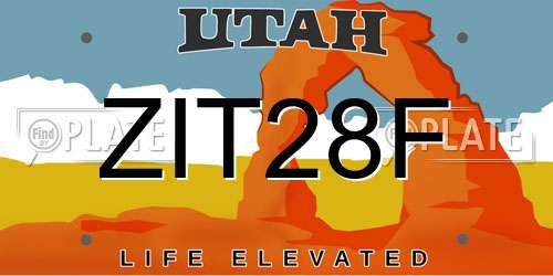 ZIT28F Utah License Plate