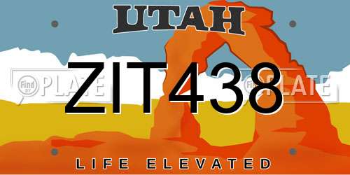 ZIT438 Utah License Plate