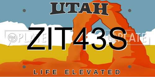 ZIT43S Utah License Plate