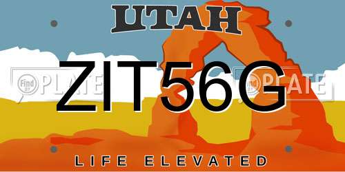 ZIT56G Utah License Plate