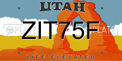 ZIT75F Utah License Plate
