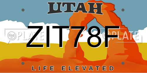 ZIT78F Utah License Plate