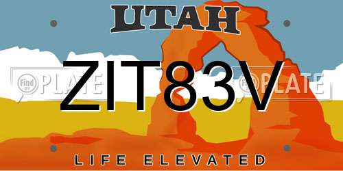 ZIT83V Utah License Plate