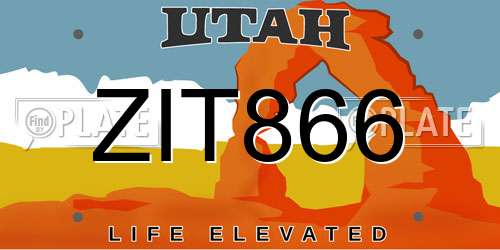 ZIT866 Utah License Plate