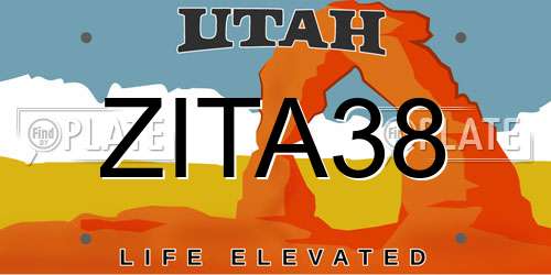 ZITA38 Utah License Plate