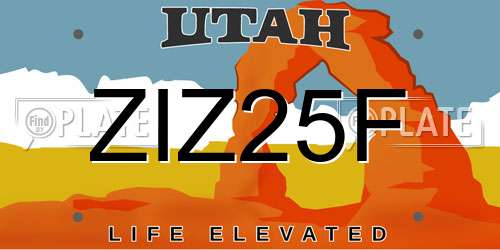 ZIZ25F Utah License Plate