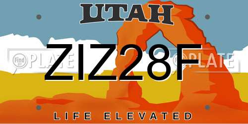 ZIZ28F Utah License Plate