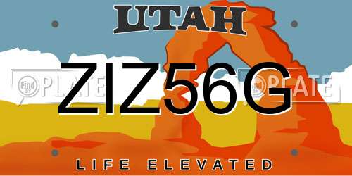 ZIZ56G Utah License Plate