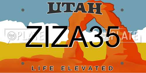 ZIZA35 Utah License Plate