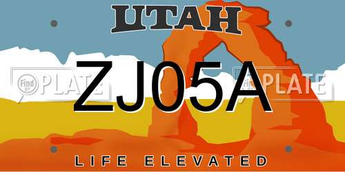 ZJ05A Utah License Plate
