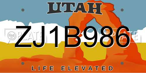 ZJ1B986 Utah License Plate