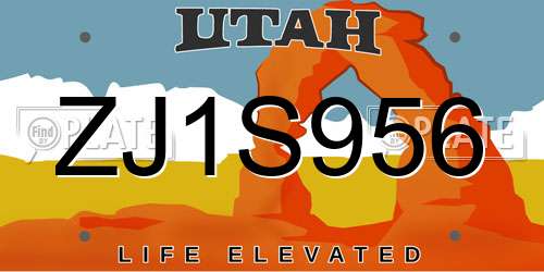 ZJ1S956 Utah License Plate