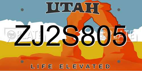 ZJ2S805 Utah License Plate