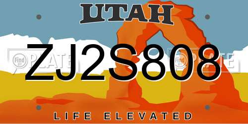 ZJ2S808 Utah License Plate