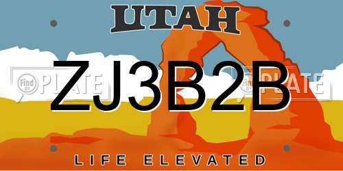 ZJ3B2B Utah License Plate