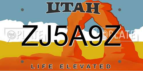 ZJ5A9Z Utah License Plate