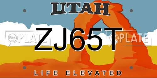 ZJ65T Utah License Plate