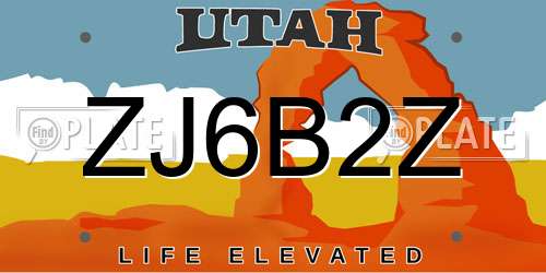 ZJ6B2Z Utah License Plate