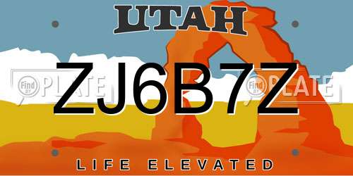 ZJ6B7Z Utah License Plate