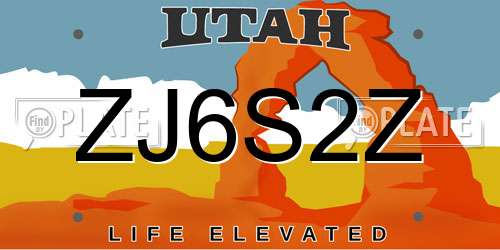 ZJ6S2Z Utah License Plate