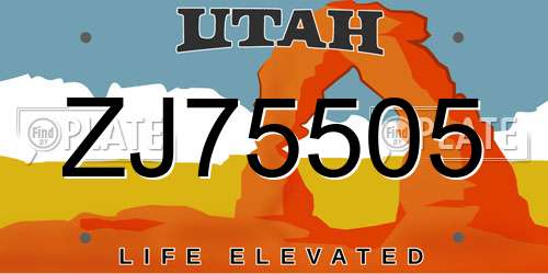ZJ75505 Utah License Plate