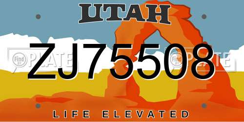 ZJ75508 Utah License Plate