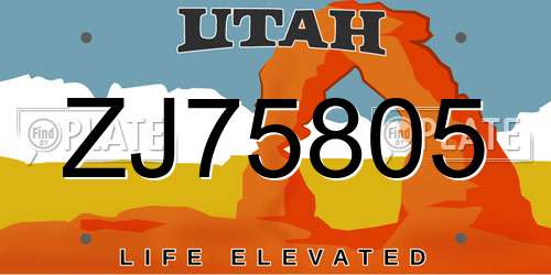 ZJ75805 Utah License Plate